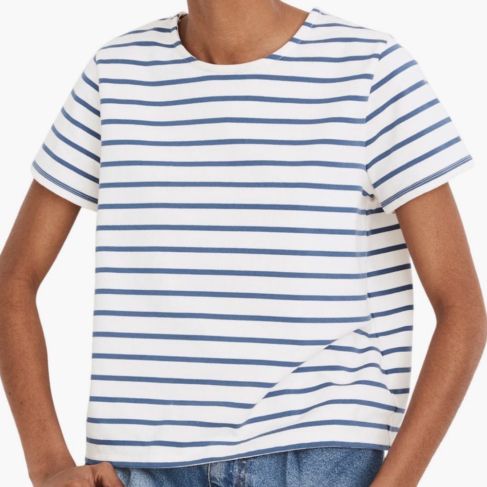 Madewell Atmore Stripe Luxe Boxy Crop T-Shirt - Size M